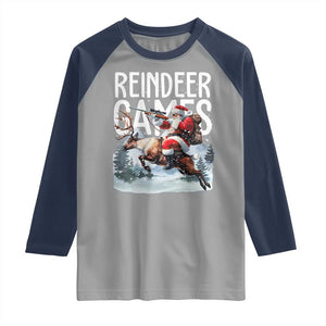 Christmas Hunting Raglan Shirt Reindeer Game Santa Hunter Deer Season TS09 Sport Gray Navy Print Your Wear