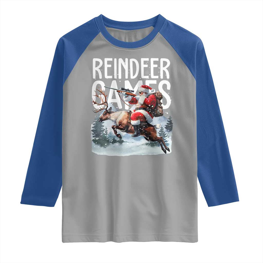 Christmas Hunting Raglan Shirt Reindeer Game Santa Hunter Deer Season TS09 Sport Gray Royal Print Your Wear