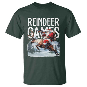 Christmas Hunting T Shirt Reindeer Game Santa Hunter Deer Season TS09 Dark Forest Green Print Your Wear