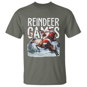 Christmas Hunting T Shirt Reindeer Game Santa Hunter Deer Season TS09 Military Green Print Your Wear