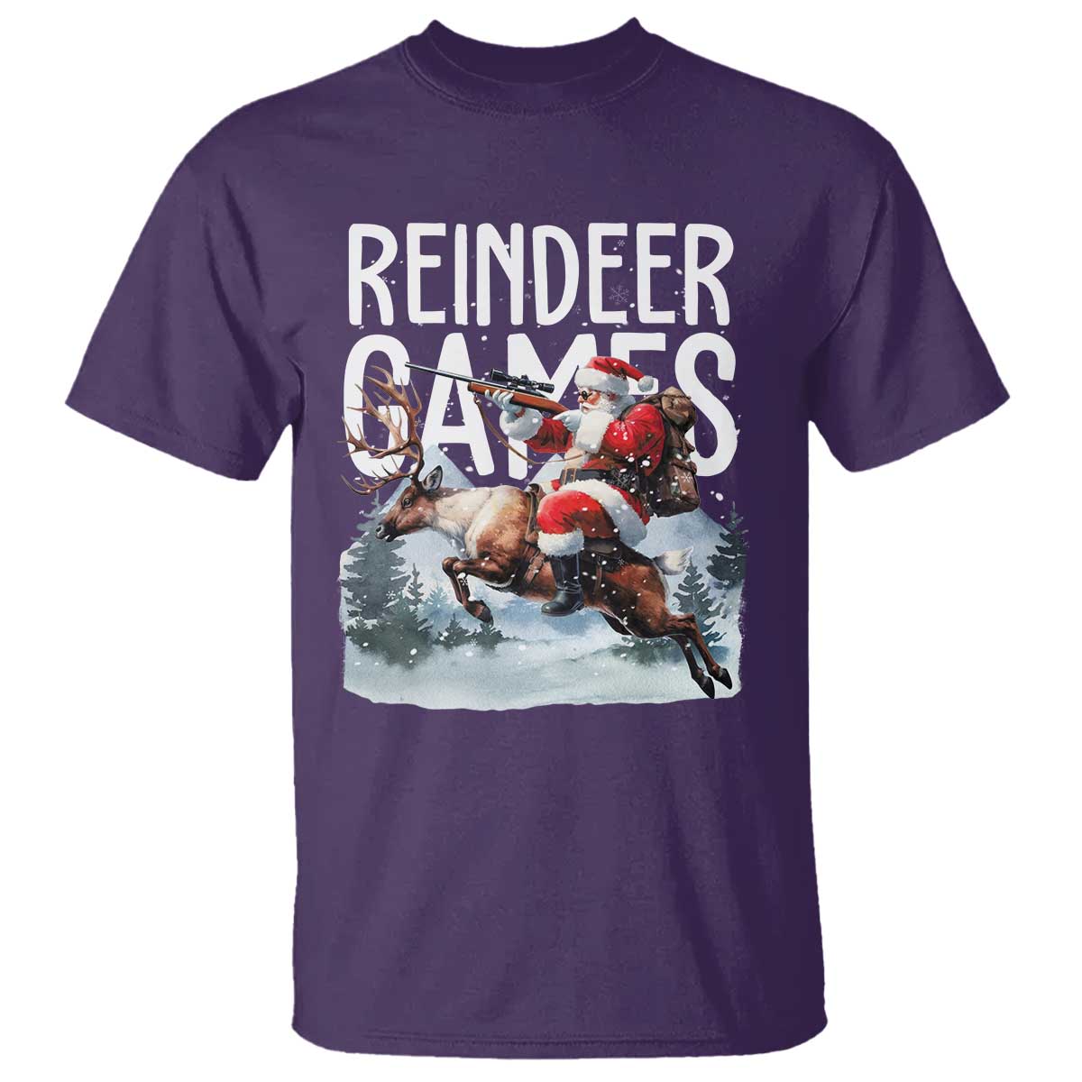 Christmas Hunting T Shirt Reindeer Game Santa Hunter Deer Season TS09 Purple Print Your Wear