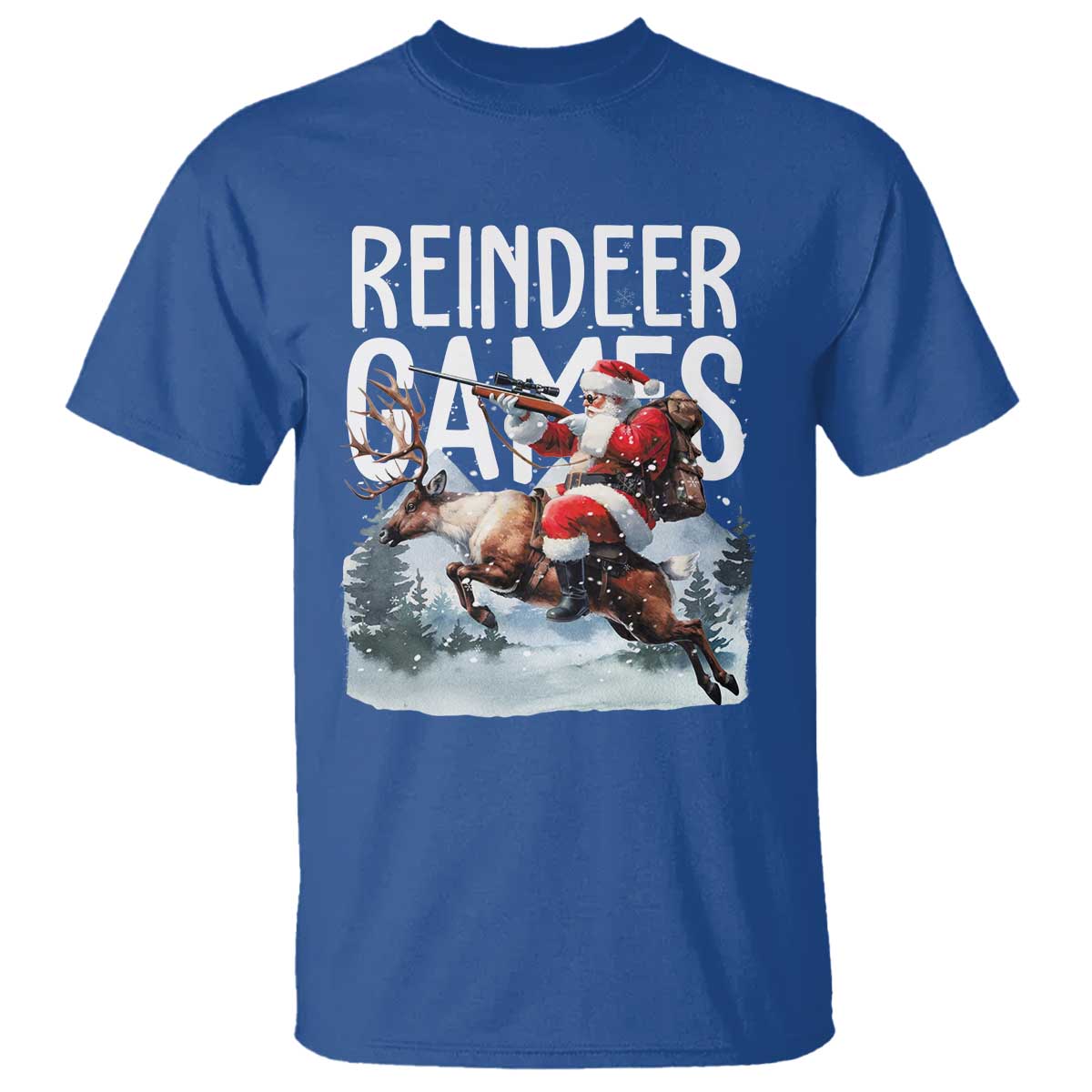 Christmas Hunting T Shirt Reindeer Game Santa Hunter Deer Season TS09 Royal Blue Print Your Wear