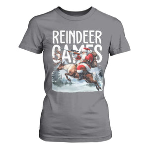 Christmas Hunting T Shirt For Women Reindeer Game Santa Hunter Deer Season TS09 Charcoal Print Your Wear