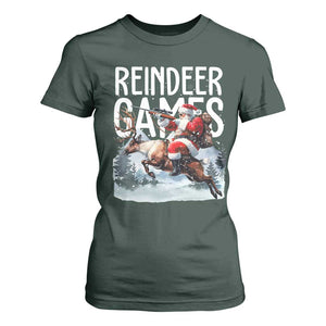 Christmas Hunting T Shirt For Women Reindeer Game Santa Hunter Deer Season TS09 Dark Forest Green Print Your Wear