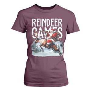Christmas Hunting T Shirt For Women Reindeer Game Santa Hunter Deer Season TS09 Maroon Print Your Wear