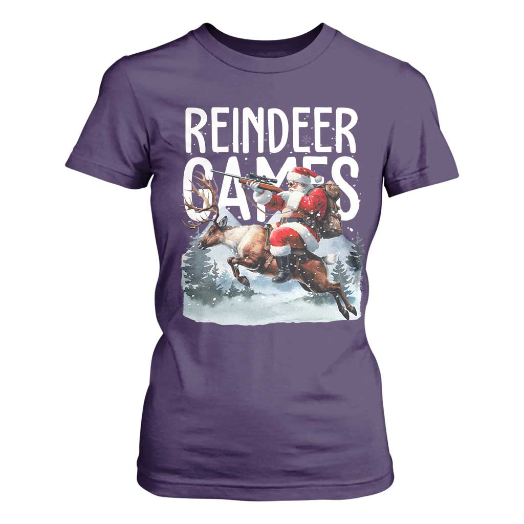 Christmas Hunting T Shirt For Women Reindeer Game Santa Hunter Deer Season TS09 Purple Print Your Wear