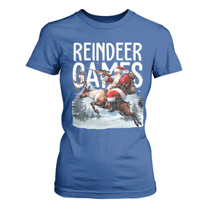 Christmas Hunting T Shirt For Women Reindeer Game Santa Hunter Deer Season TS09 Royal Blue Print Your Wear