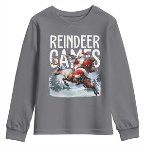 Christmas Hunting Youth Sweatshirt Reindeer Game Santa Hunter Deer Season TS09 Charcoal Print Your Wear