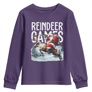 Christmas Hunting Youth Sweatshirt Reindeer Game Santa Hunter Deer Season TS09 Purple Print Your Wear