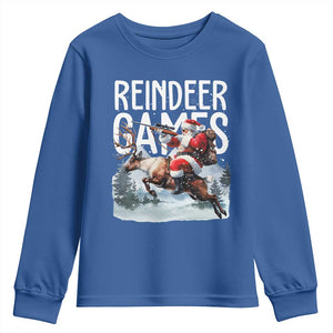Christmas Hunting Youth Sweatshirt Reindeer Game Santa Hunter Deer Season TS09 Royal Blue Print Your Wear