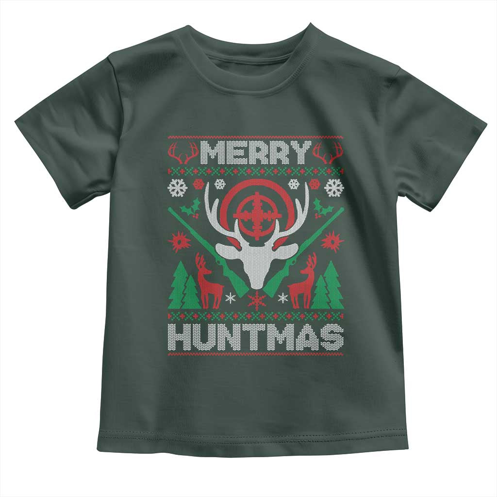Christmas Hunting Baby Shirt Merry Huntmas Deer Season Hunter TS09 Dark Forest Green Print Your Wear