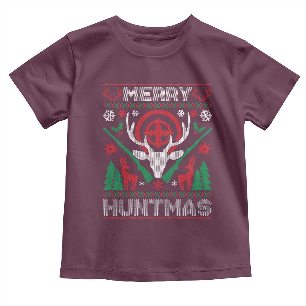 Christmas Hunting Baby Shirt Merry Huntmas Deer Season Hunter TS09 Maroon Print Your Wear