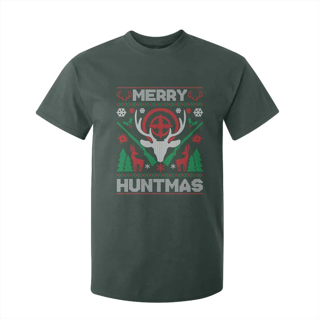 Christmas Hunting T Shirt For Kid Merry Huntmas Deer Season Hunter TS09 Dark Forest Green Print Your Wear