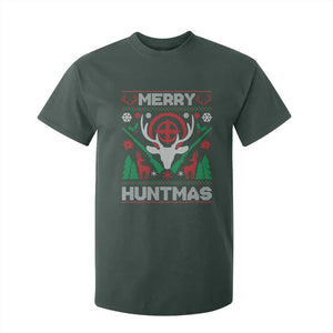 Christmas Hunting T Shirt For Kid Merry Huntmas Deer Season Hunter TS09 Dark Forest Green Print Your Wear