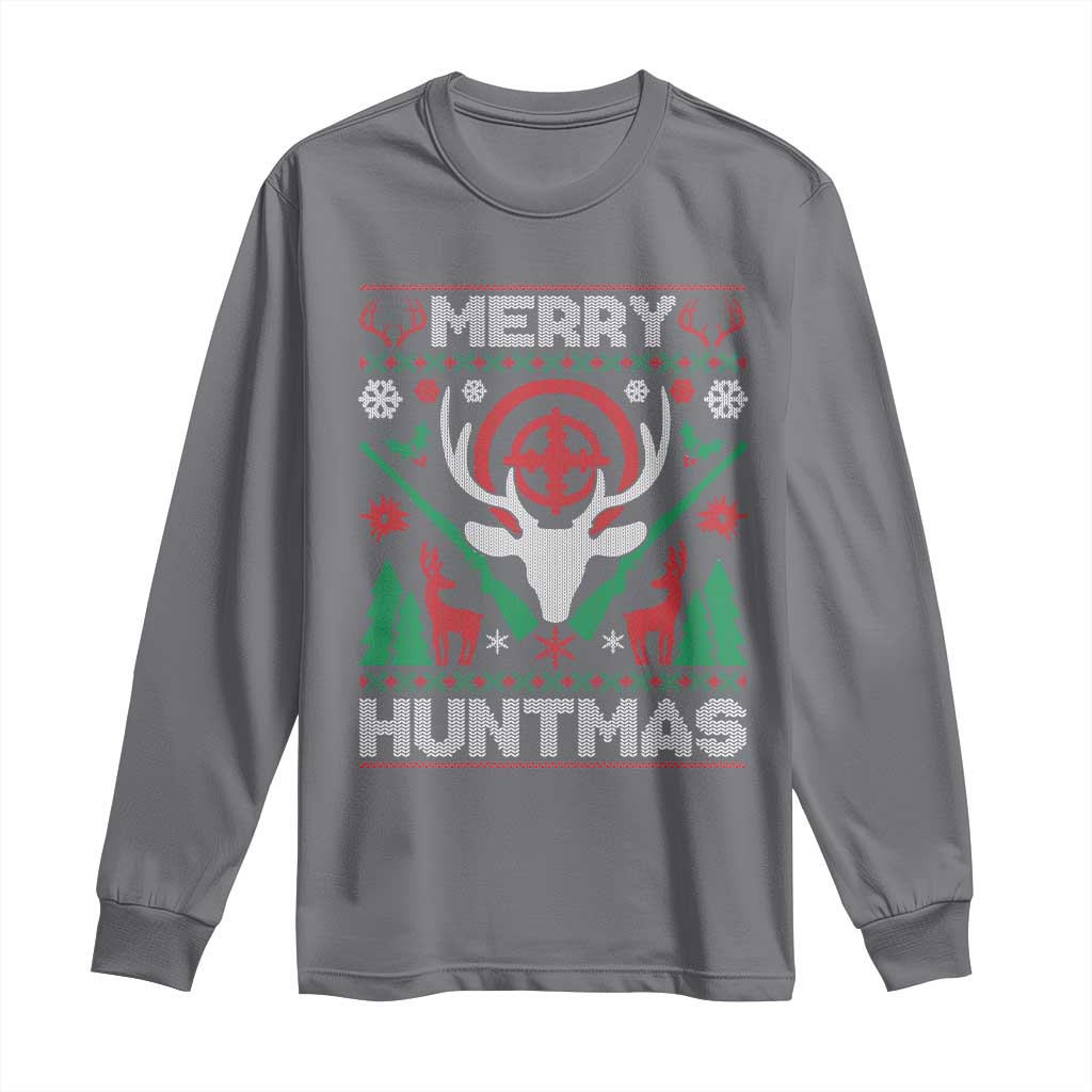 Christmas Hunting Long Sleeve Shirt Merry Huntmas Deer Season Hunter TS09 Charcoal Print Your Wear