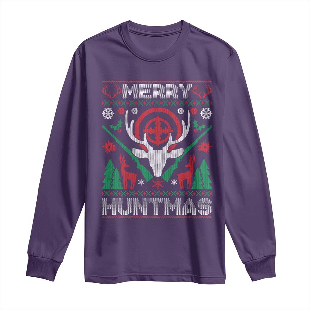Christmas Hunting Long Sleeve Shirt Merry Huntmas Deer Season Hunter TS09 Purple Print Your Wear
