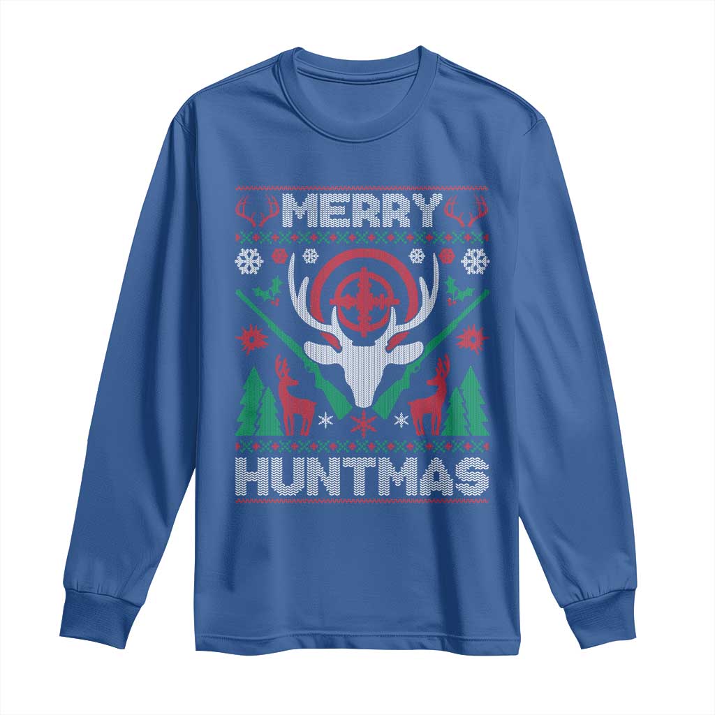 Christmas Hunting Long Sleeve Shirt Merry Huntmas Deer Season Hunter TS09 Royal Blue Print Your Wear