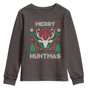 Christmas Hunting Youth Sweatshirt Merry Huntmas Deer Season Hunter TS09 Dark Chocolate Print Your Wear