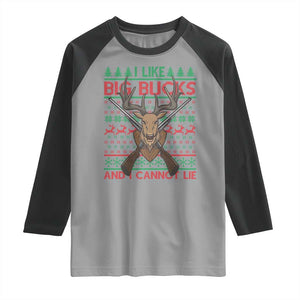 Christmas Hunting Raglan Shirt I Like Big Bucks And I Cannot Lie Deer Hunter TS09 Sport Gray Black Print Your Wear