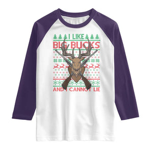 Christmas Hunting Raglan Shirt I Like Big Bucks And I Cannot Lie Deer Hunter TS09 White Purple Print Your Wear