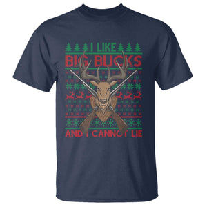 Christmas Hunting T Shirt I Like Big Bucks And I Cannot Lie Deer Hunter TS09 Navy Print Your Wear