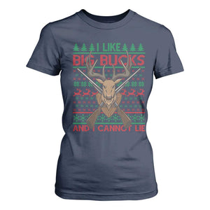 Christmas Hunting T Shirt For Women I Like Big Bucks And I Cannot Lie Deer Hunter TS09 Navy Print Your Wear