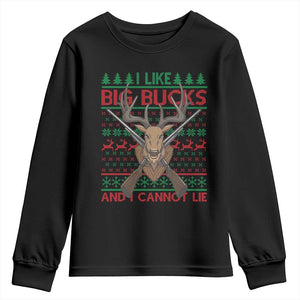 Christmas Hunting Youth Sweatshirt I Like Big Bucks And I Cannot Lie Deer Hunter TS09 Black Print Your Wear