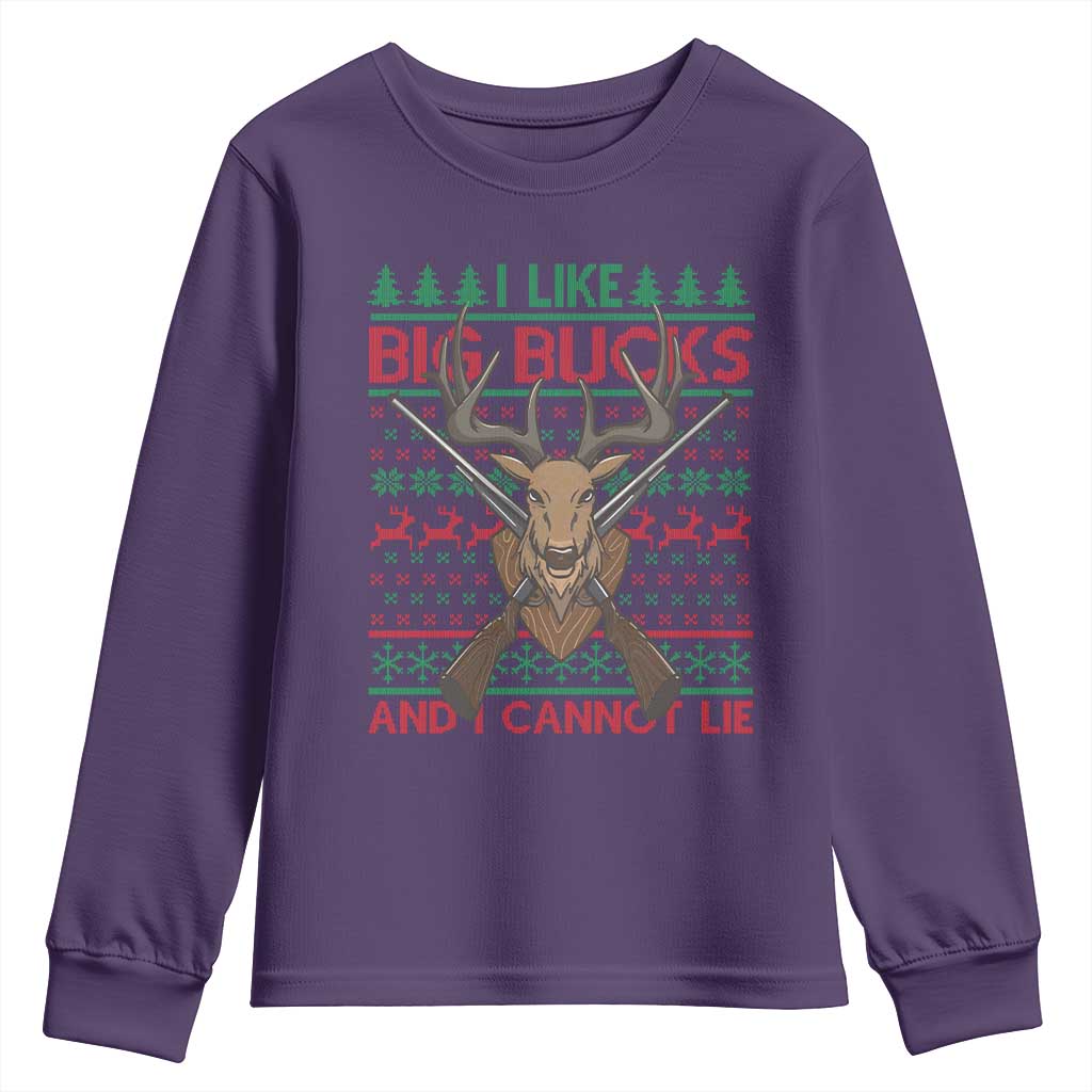 Christmas Hunting Youth Sweatshirt I Like Big Bucks And I Cannot Lie Deer Hunter TS09 Purple Print Your Wear