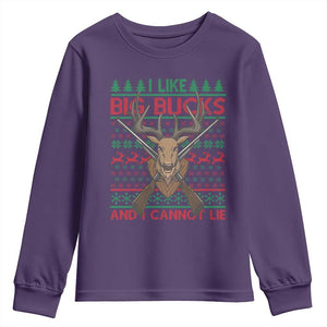 Christmas Hunting Youth Sweatshirt I Like Big Bucks And I Cannot Lie Deer Hunter TS09 Purple Print Your Wear
