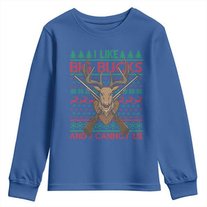 Christmas Hunting Youth Sweatshirt I Like Big Bucks And I Cannot Lie Deer Hunter TS09 Royal Blue Print Your Wear