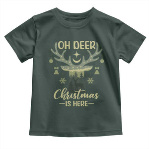 Christmas Hunting Baby Shirt Oh Deer Christmas Is Here Hunter TS09 Dark Forest Green Print Your Wear