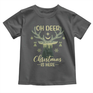 Christmas Hunting Baby Shirt Oh Deer Christmas Is Here Hunter TS09 Dark Heather Print Your Wear