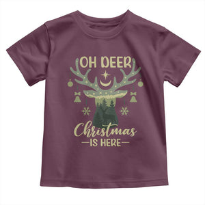 Christmas Hunting Baby Shirt Oh Deer Christmas Is Here Hunter TS09 Maroon Print Your Wear