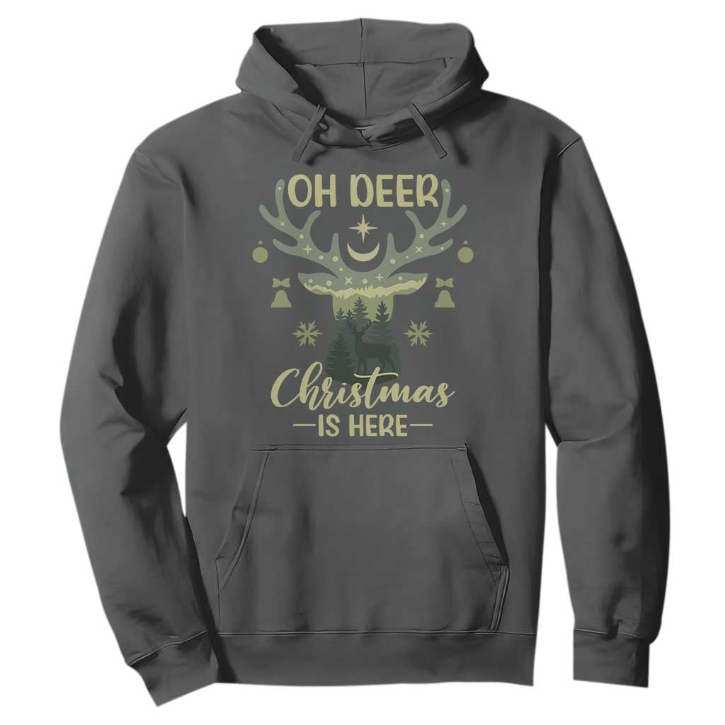 Christmas Hunting Hoodie Oh Deer Christmas Is Here Hunter TS09 Dark Heather Print Your Wear