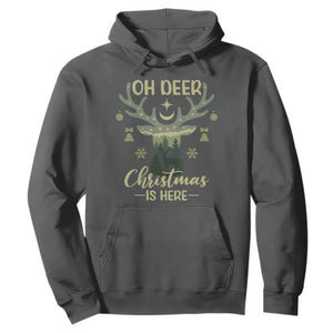 Christmas Hunting Hoodie Oh Deer Christmas Is Here Hunter TS09 Dark Heather Print Your Wear