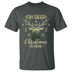 Christmas Hunting T Shirt Oh Deer Christmas Is Here Hunter TS09 Dark Heather Print Your Wear
