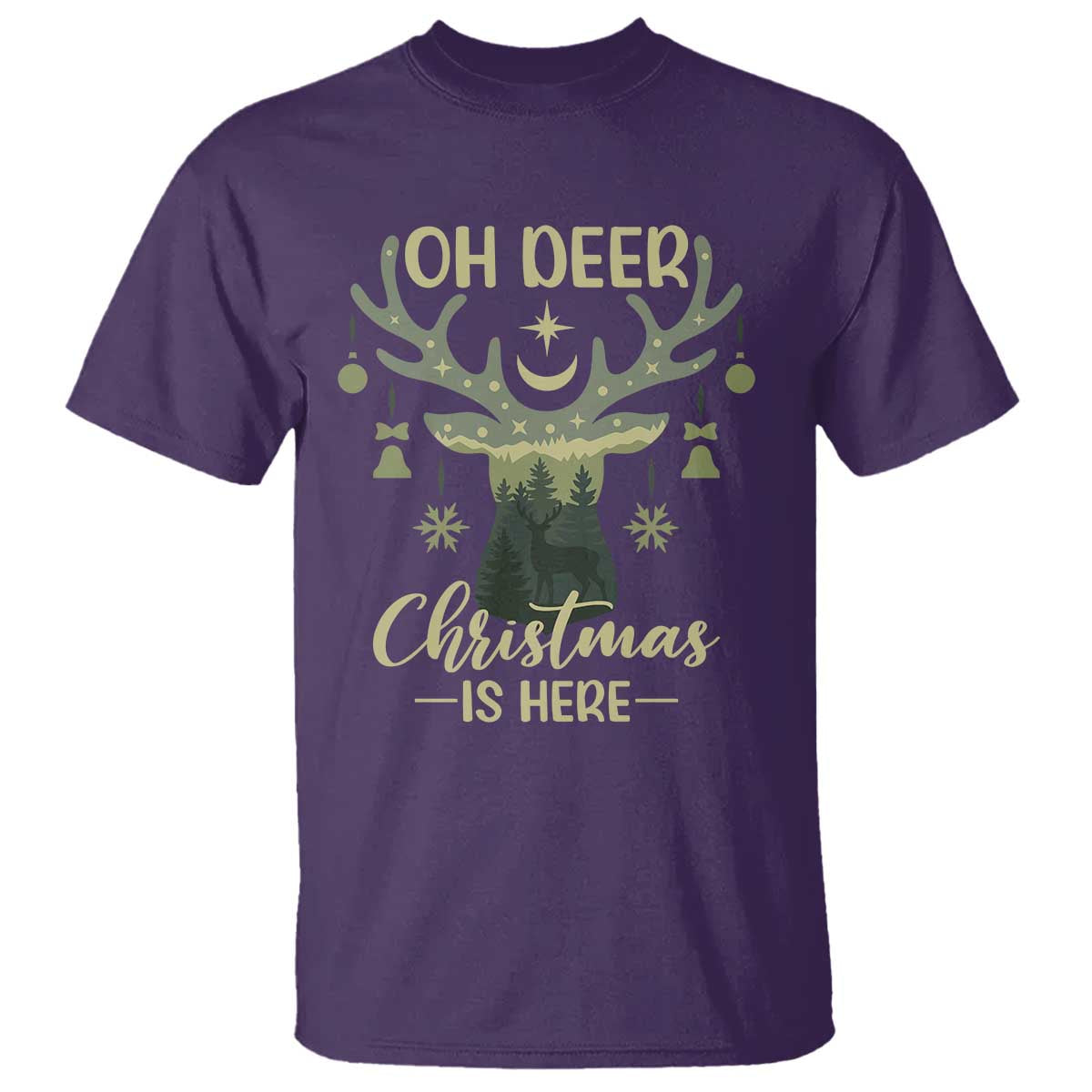 Christmas Hunting T Shirt Oh Deer Christmas Is Here Hunter TS09 Purple Print Your Wear