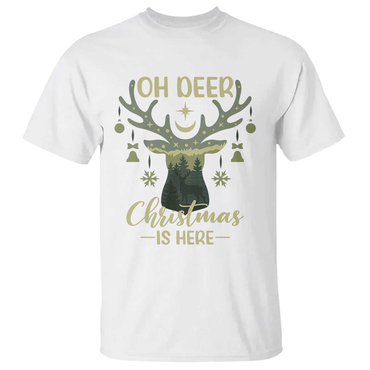 Christmas Hunting T Shirt Oh Deer Christmas Is Here Hunter TS09 White Print Your Wear