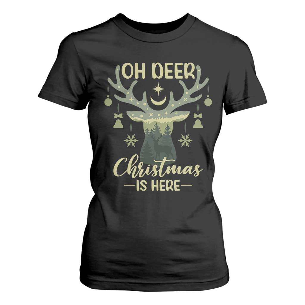 Christmas Hunting T Shirt For Women Oh Deer Christmas Is Here Hunter TS09 Black Print Your Wear