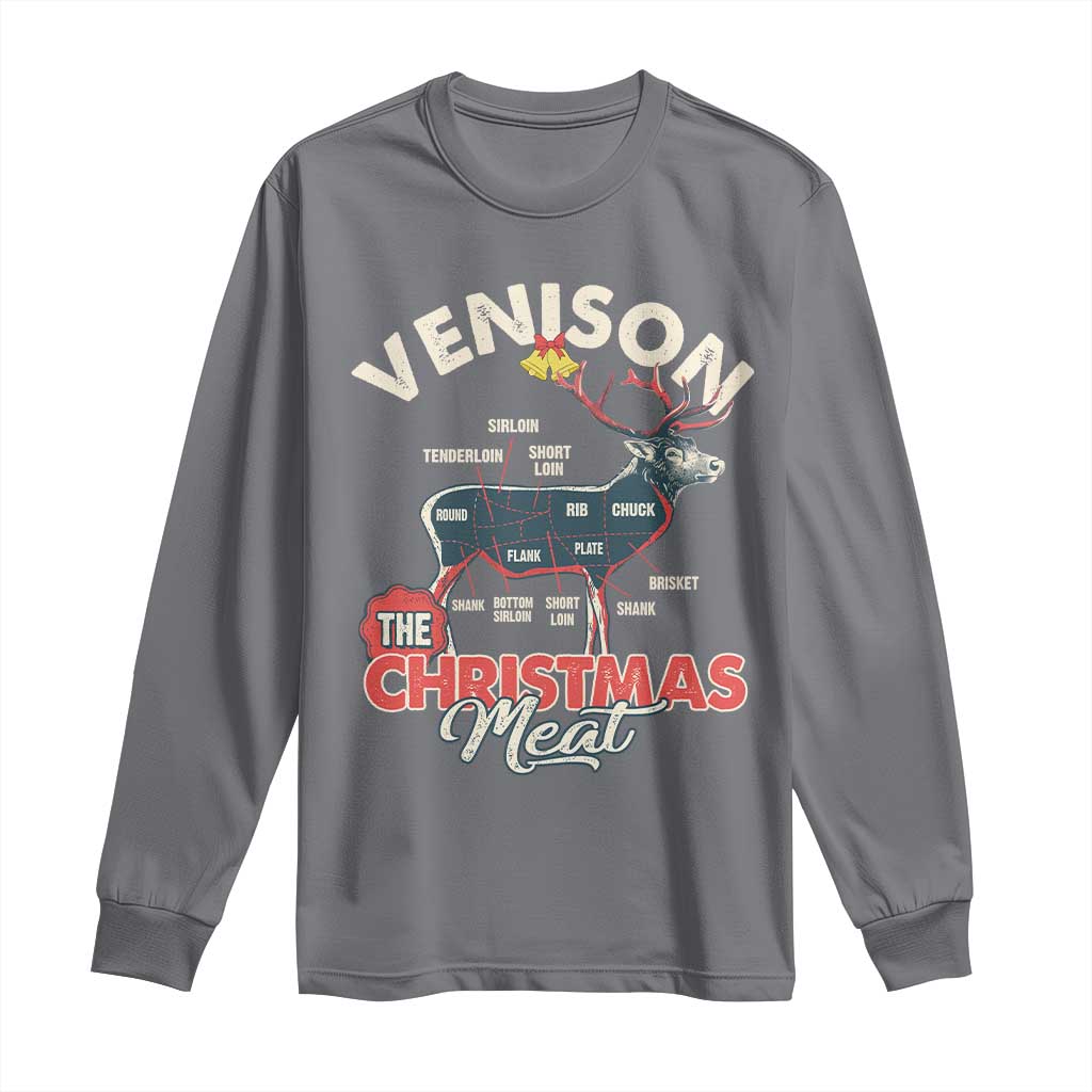 Christmas Hunting Long Sleeve Shirt Venison Meat Deer Season Hunter TS09 Charcoal Print Your Wear
