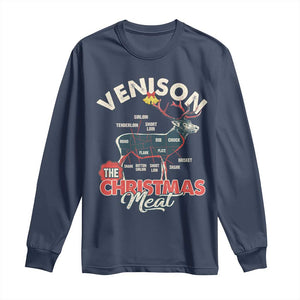 Christmas Hunting Long Sleeve Shirt Venison Meat Deer Season Hunter TS09 Navy Print Your Wear