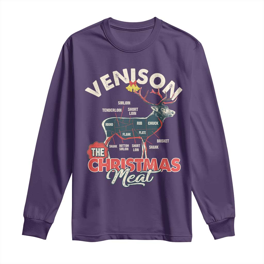 Christmas Hunting Long Sleeve Shirt Venison Meat Deer Season Hunter TS09 Purple Print Your Wear