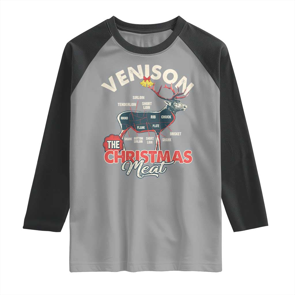 Christmas Hunting Raglan Shirt Venison Meat Deer Season Hunter TS09 Sport Gray Black Print Your Wear