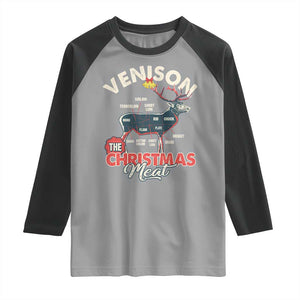 Christmas Hunting Raglan Shirt Venison Meat Deer Season Hunter TS09 Sport Gray Black Print Your Wear
