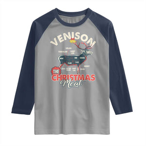 Christmas Hunting Raglan Shirt Venison Meat Deer Season Hunter TS09 Sport Gray Navy Print Your Wear