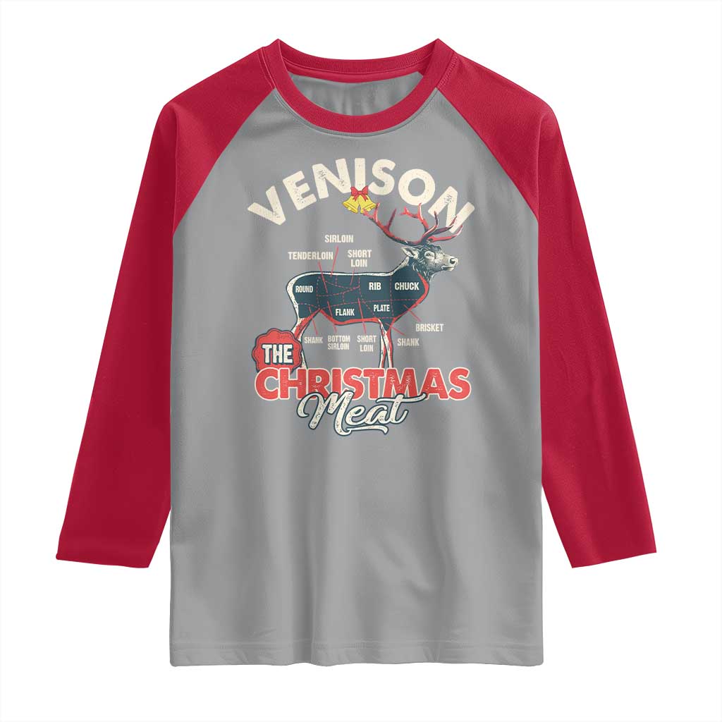 Christmas Hunting Raglan Shirt Venison Meat Deer Season Hunter TS09 Sport Gray Red Print Your Wear