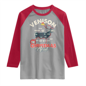 Christmas Hunting Raglan Shirt Venison Meat Deer Season Hunter TS09 Sport Gray Red Print Your Wear