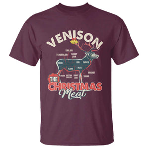 Christmas Hunting T Shirt Venison Meat Deer Season Hunter TS09 Maroon Print Your Wear