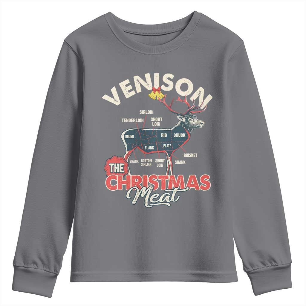 Christmas Hunting Youth Sweatshirt Venison Meat Deer Season Hunter TS09 Charcoal Print Your Wear