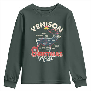 Christmas Hunting Youth Sweatshirt Venison Meat Deer Season Hunter TS09 Dark Forest Green Print Your Wear